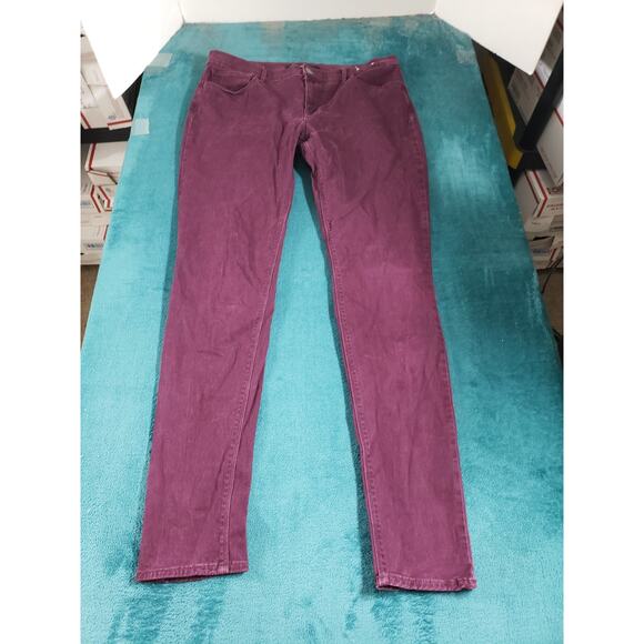 Express Jeans Size 10 Long Purple Stretch Pants Denim Ladies Mid Rise Legging - Picture 2 of 13